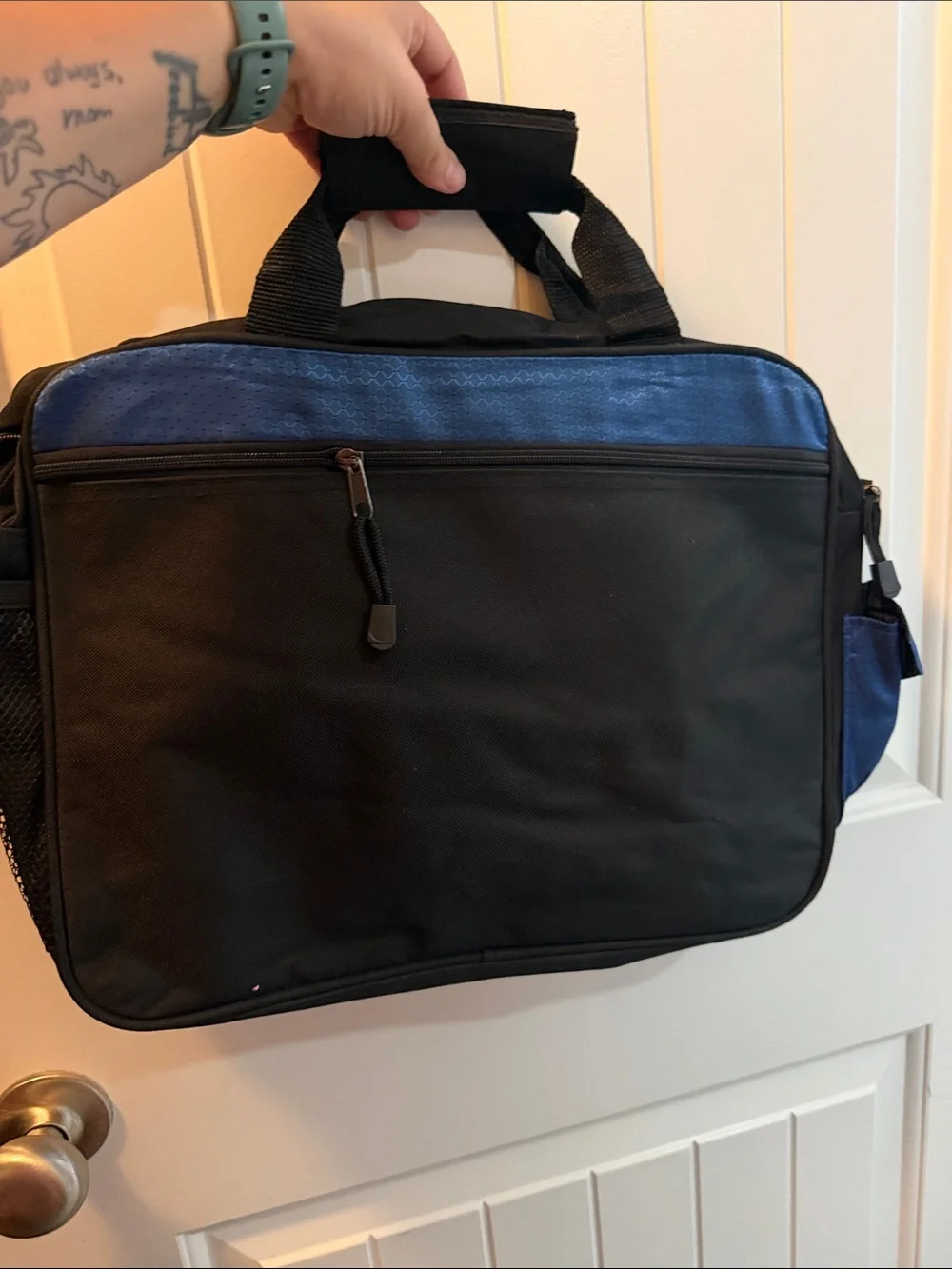 Men's Black and Blue Mess Professional Laptop Bag